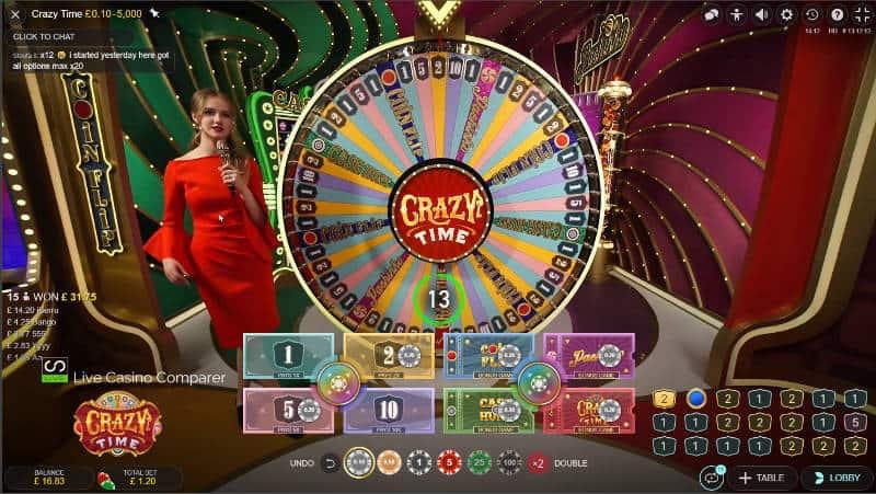 Spiele Crazy Time Roulette Online mit echtem Geld